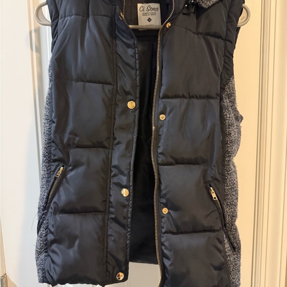 Ci Sono Jackets & Blazers - Ci Sono navy Quilted Vest with Gold Buttons